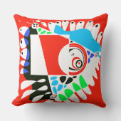 鳥の巣 – 緋色の白 クッション (正面)