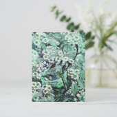鳥の巣,緑の白い春の花の木 案内ポストカード (スタンド正面)