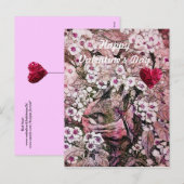 鳥の巣,花,編み込まれたハートバレンタインデー シーズンポストカード (正面/裏面)