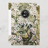 鳥の巣、茶色の白い春の花モノグラム 案内状 (正面/裏面)
