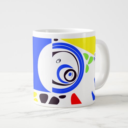 鳥の巣 – 青王室の白 ジャンボコーヒーマグカップ (正面右)