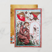 鳥の庭の詩人モノグラムRSVP 招待状 (正面/裏面)