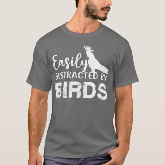 鳥の恋人のヴィンテージに簡単に気を散らおもしろいす Tシャツ (正面)