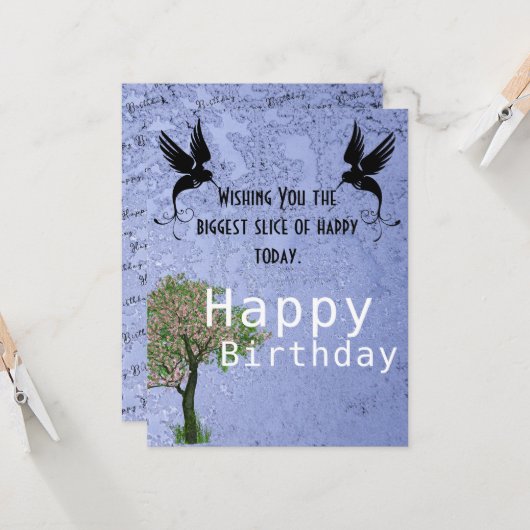 鳥の恋人の誕生日 カード (正面/裏面インサイチュ)