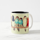 鳥の恋人の鳥の自然野原の鳥 ツートーンマグカップ (正面右)