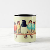 鳥の恋人の鳥の自然野原の鳥 ツートーンマグカップ (中央)