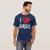鳥の恋人ハートかわいいバードウォッチャーParrot Heron fri Tシャツ (正面フル)