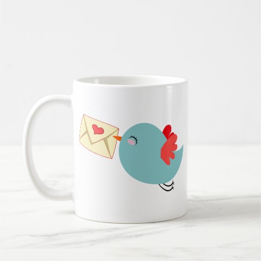 鳥の愛のメッセージ・ツイート コーヒーマグカップ (左)