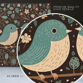 鳥の愛ヴィンテージミュート茶色の青アールヌーボー タイル