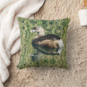 鳥の愛好家かわいいグレベ水の反射自然 クッション (ブランケット)