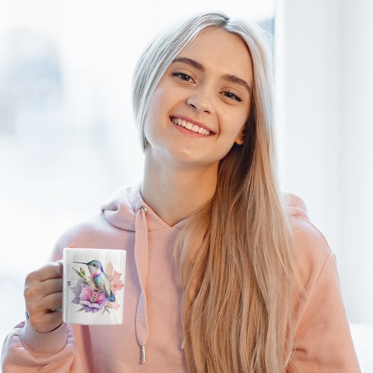 鳥の愛好家のための妖精かわいいハミングバード名前をカスタムする ツートーンマグカップ