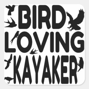 鳥の愛情のあるKayaker スクエアシール