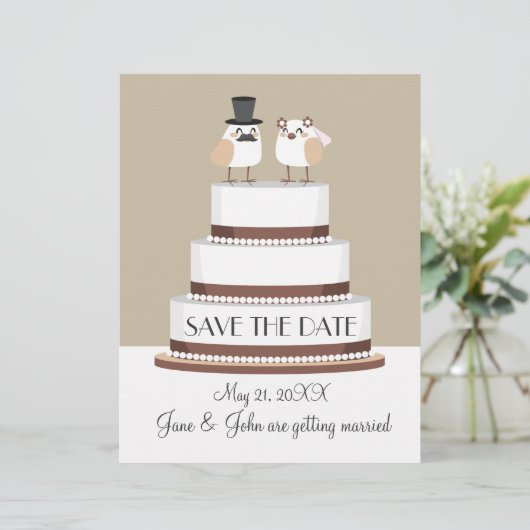 鳥の愛結婚のケーキ (スタンド正面)