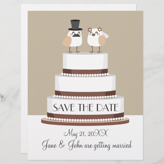 鳥の愛結婚のケーキ (正面/裏面)