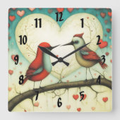 鳥の愛1 スクエア壁時計 (正面)