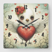 鳥の愛2 スクエア壁時計 (正面)