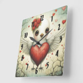 鳥の愛2 スクエア壁時計 (傾斜)