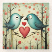 鳥の愛3 ガラスコースター (正面)