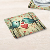 鳥の愛3 スクエアペーパーコースター (アングル)