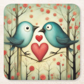 鳥の愛3 スクエアペーパーコースター (正面)