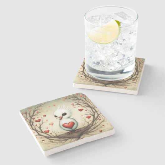 鳥の愛4 ストーンコースター (横)