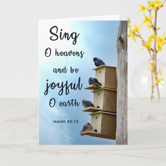 鳥の感動的グリーティングカード カード (黄色い花)