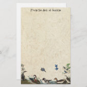 鳥の手すき紙の文房具のAudubonのコラージュ 便箋 (正面/裏面)