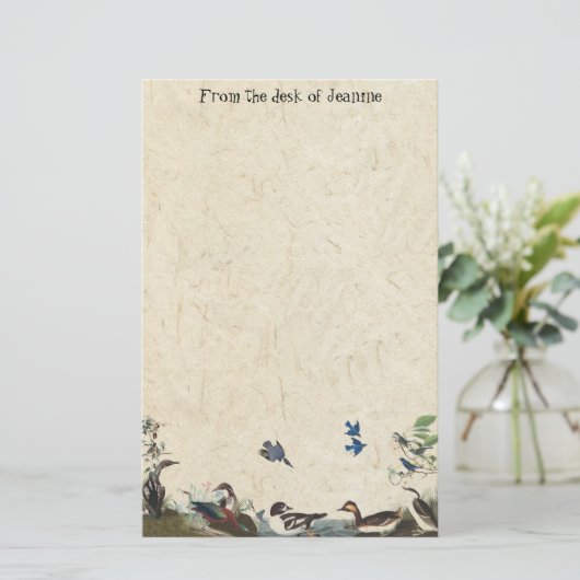 鳥の手すき紙の文房具のAudubonのコラージュ 便箋 (スタンド正面)