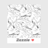 鳥の手描き白黒パターモダンン シール (シート)