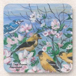 鳥の手色彩の鮮やかオリジナルアート コースター