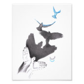 鳥の手飛んでいるの影の幻想超現実美術 フォトプリント (正面)