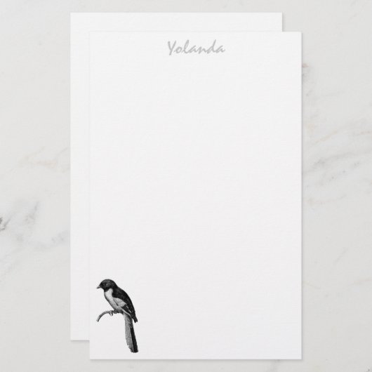 鳥の文具パーソナライズされた 便箋 (正面/裏面)