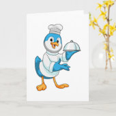 鳥の料理人と盛り皿 カード (黄色い花)