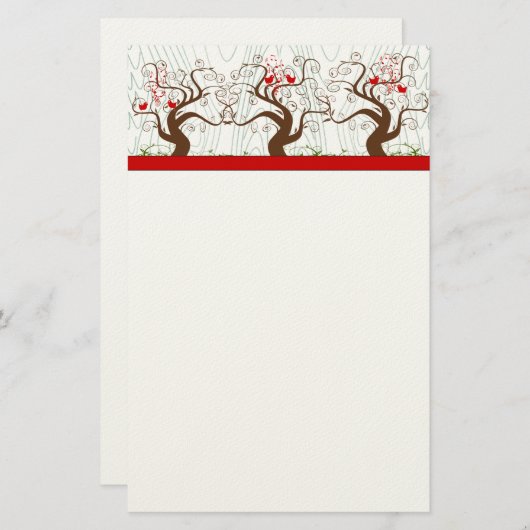 鳥の旋回木ミュージカル木目クリスマス文房具 便箋 (正面/裏面)