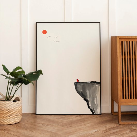 鳥の日の出 – 禅ミニマル – ウォールアートポスター ポスター