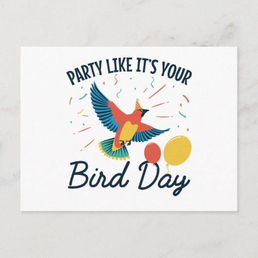 鳥の日みたいにパーティしよう 面白い誕生日 ポストカード (正面)