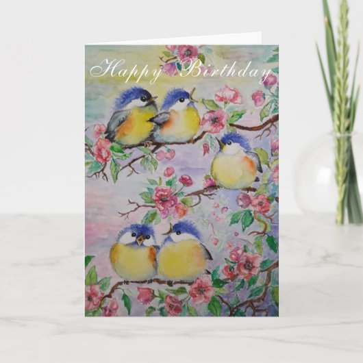 鳥の春の誕生日カード カード (正面)