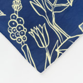 鳥の春フローラブロッサムブルーグリッター フリースブランケット (角)