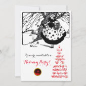 鳥の木とクリスマスレディ白黒赤い宝石 招待状 (正面)