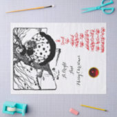 鳥の木とクリスマスレディ白黒赤い宝石 薄葉紙 (クラフト)