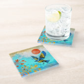 鳥の木の太陽 ガラスコースター (アングル)