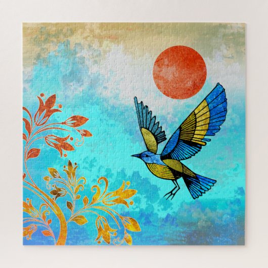 鳥の木の太陽 ジグソーパズル (縦)