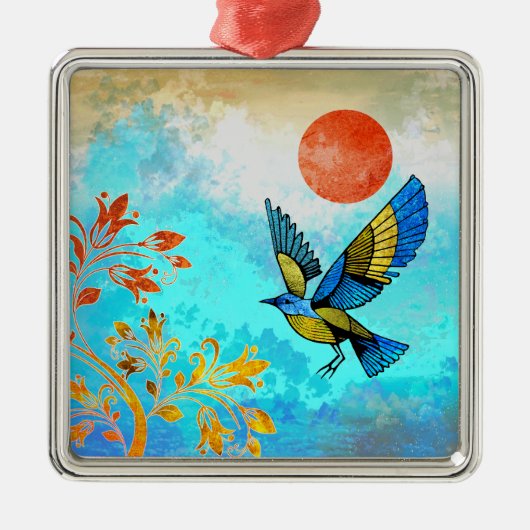 鳥の木の太陽 メタルオーナメント (正面)