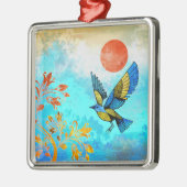 鳥の木の太陽 メタルオーナメント (左)