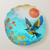 鳥の木の太陽 ラウンドクッション (裏面)