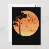 鳥の木の美しい日没の野生生物自然 ポストカード (正面/裏面)