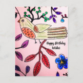 鳥の木 ピンク オレンジ ブルー  |  カラーブック ポストカード (正面)