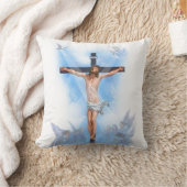 鳥の枕と十字架のイエス クッション (ブランケット)