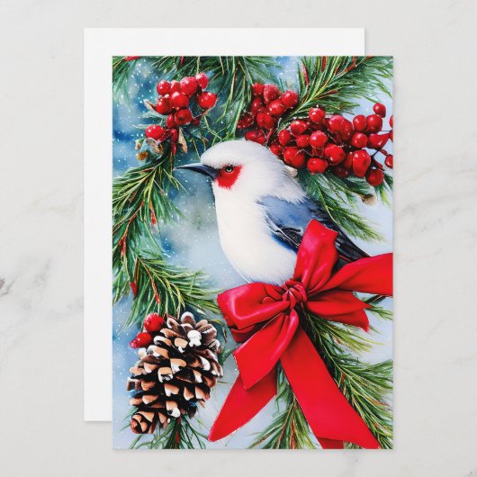 鳥の果実と弓の予算クリスマス シーズンカード (正面/裏面)