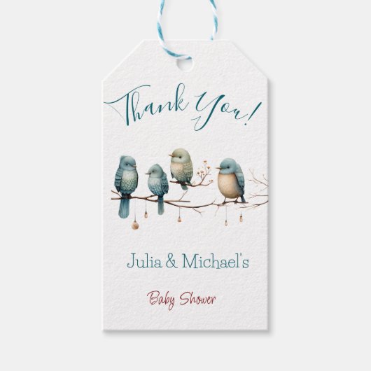 鳥の枝お洒落にパステルベビーシャワー ギフトタグ (正面)